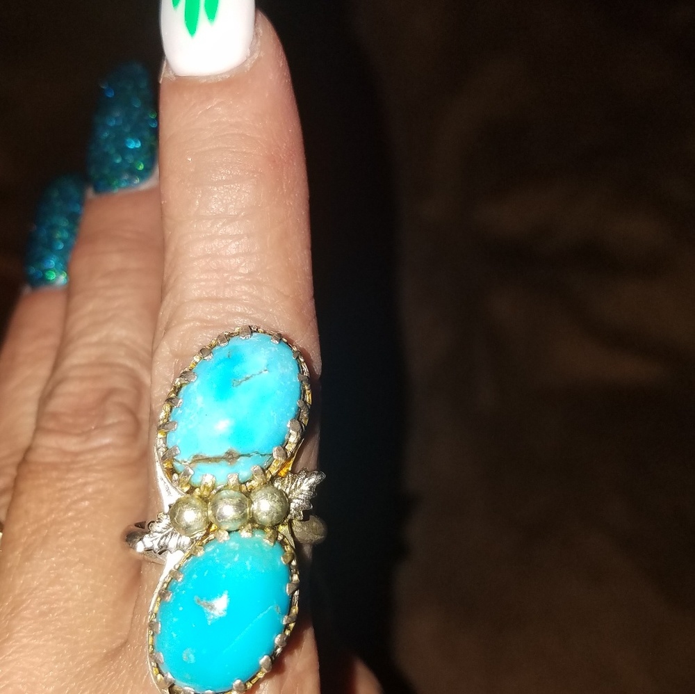 Old pawn sleeping beauty turquoise ring